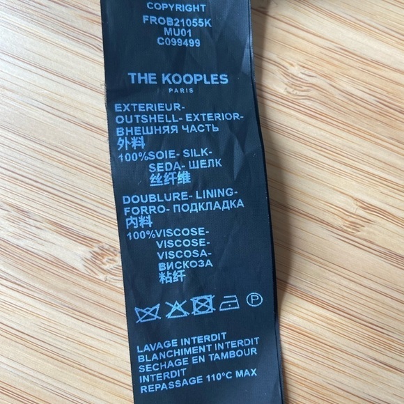 The Kooples Silk Black Pink Orange Floral Long Sleeve Button Formal Ruffle Dress - Picture 14 of 16